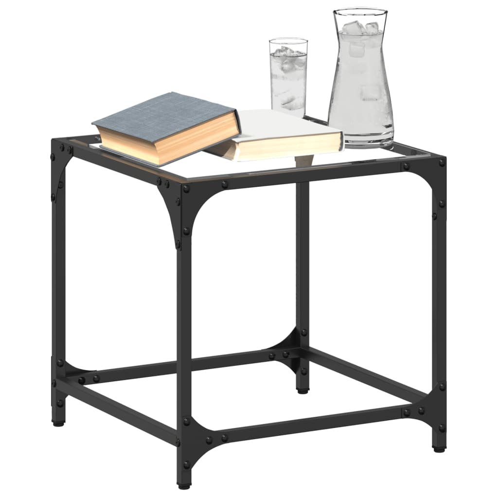 Salontafel met transparant glazen blad 40x40x40 cm staal is nu te koop bij PeponiXL, paradijselijk wonen!