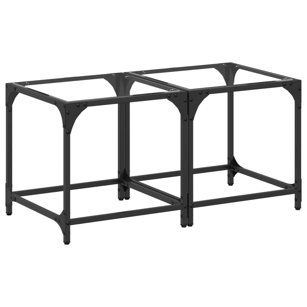 Salontafels 2 st met transparant glazen blad 40x40x40 cm staal is nu te koop bij PeponiXL, paradijselijk wonen!