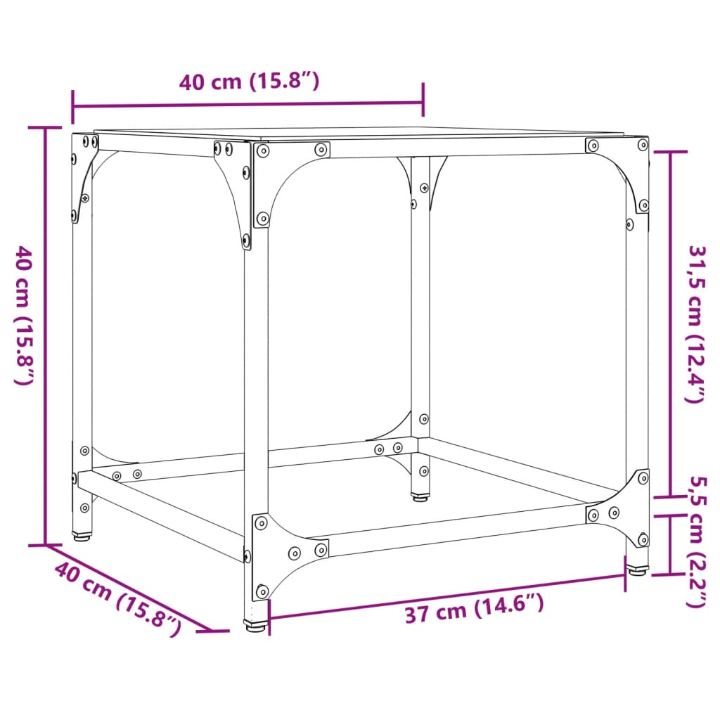 Salontafels 2 st met transparant glazen blad 40x40x40 cm staal is nu te koop bij PeponiXL, paradijselijk wonen!