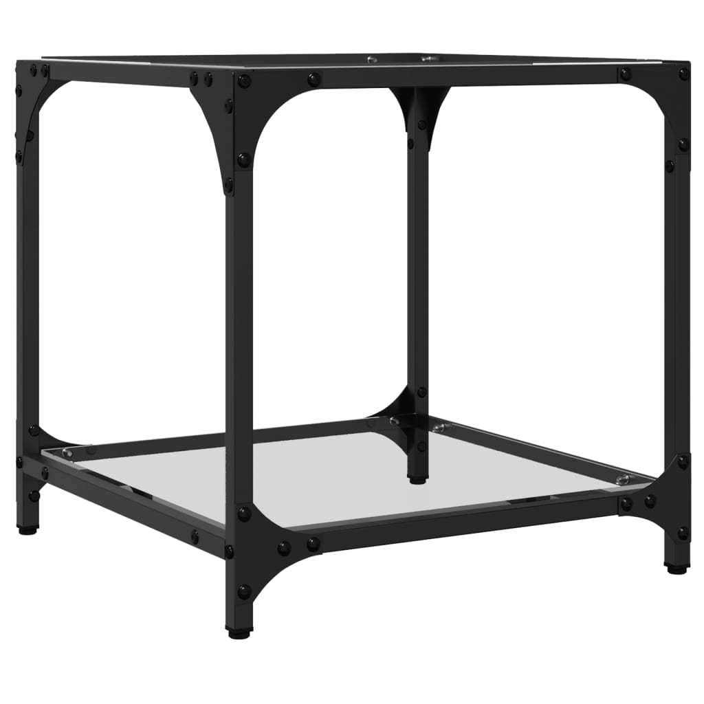 Salontafel met transparant glazen blad 40x40x40 cm staal is nu te koop bij PeponiXL, paradijselijk wonen!