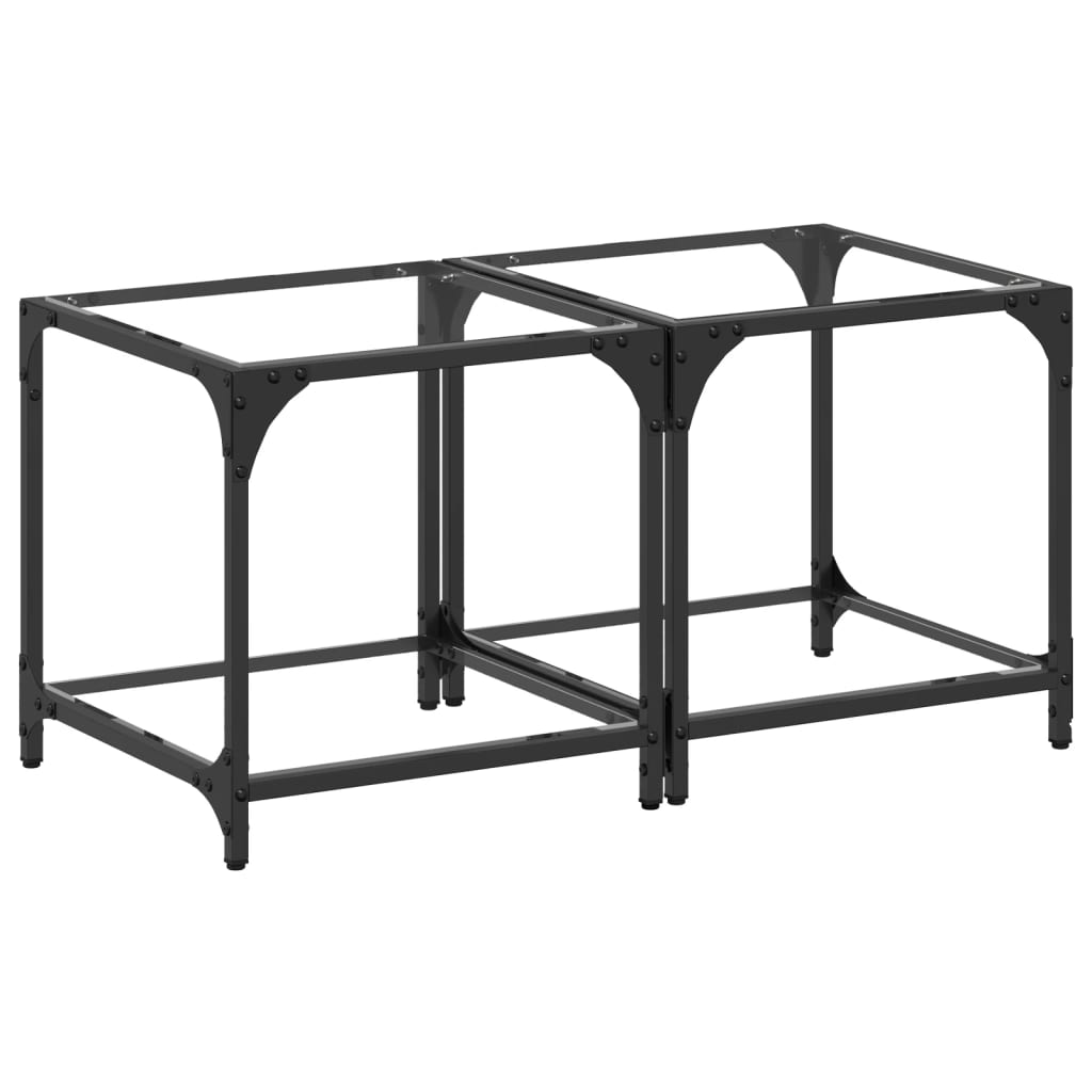 Salontafels 2 st met transparant glazen blad 40x40x40 cm staal is nu te koop bij PeponiXL, paradijselijk wonen!