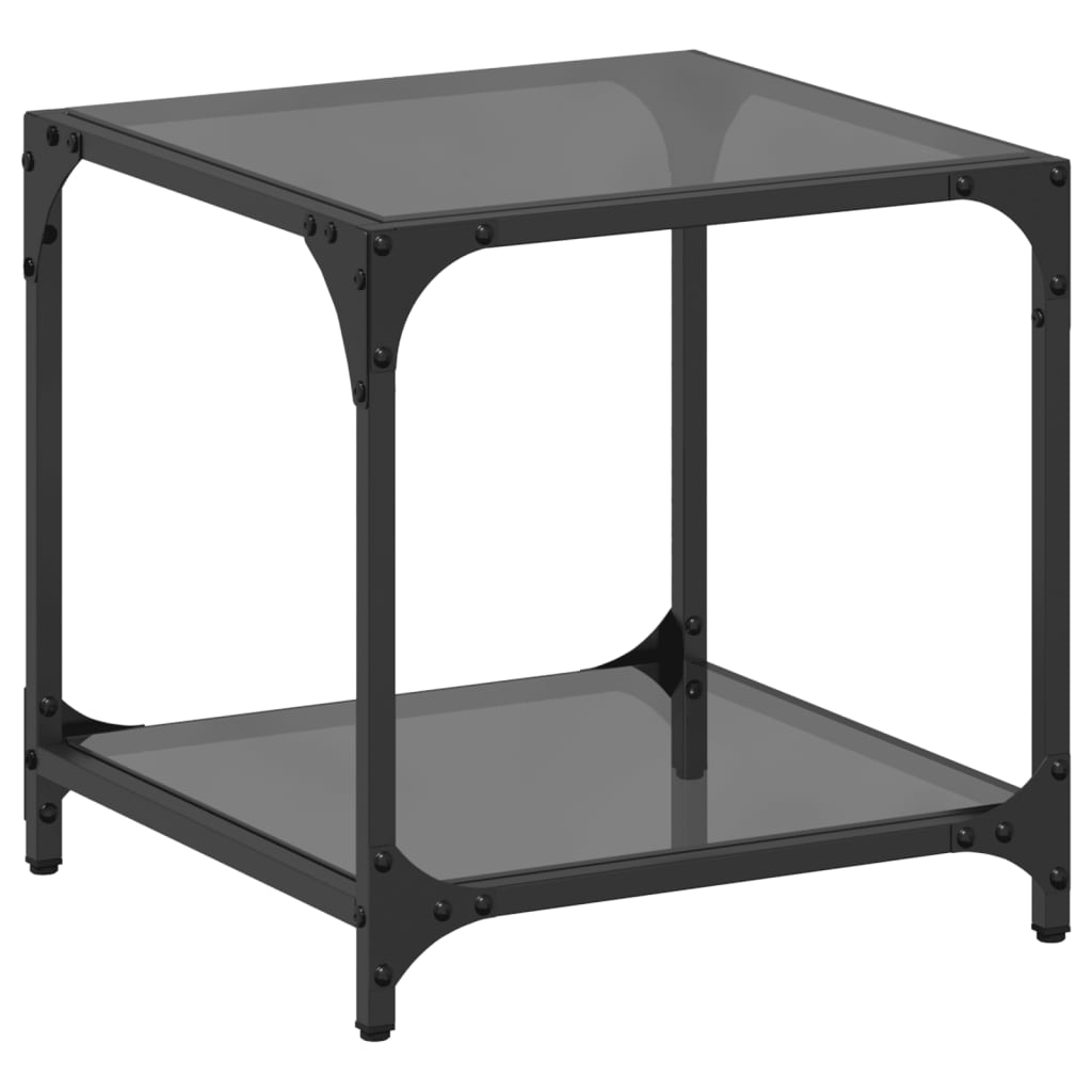 Salontafel met zwart glazen blad 40x40x40 cm staal is nu te koop bij PeponiXL, paradijselijk wonen!