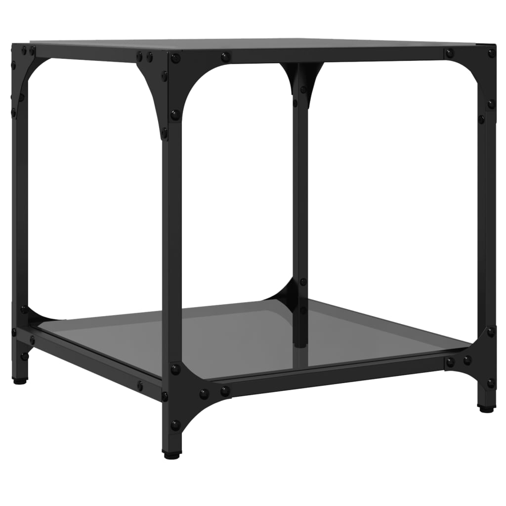 Salontafel met zwart glazen blad 40x40x40 cm staal is nu te koop bij PeponiXL, paradijselijk wonen!