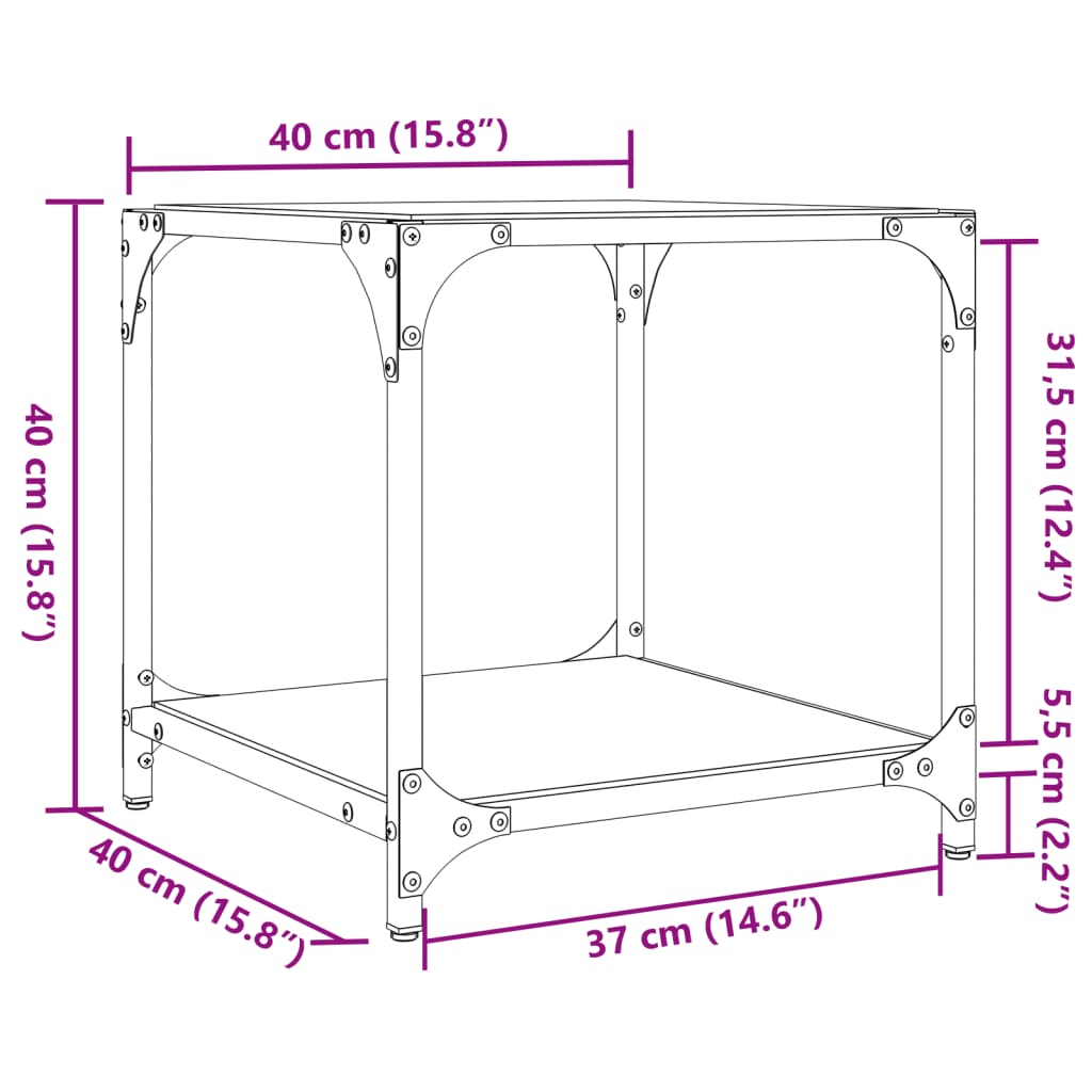 Salontafel met zwart glazen blad 40x40x40 cm staal is nu te koop bij PeponiXL, paradijselijk wonen!