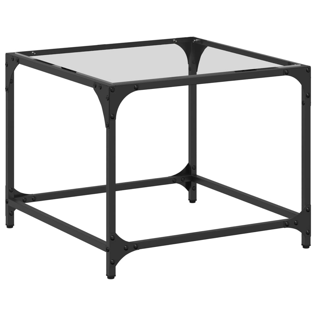 Salontafel met transparant glazen blad 50x50x40 cm staal is nu te koop bij PeponiXL, paradijselijk wonen!