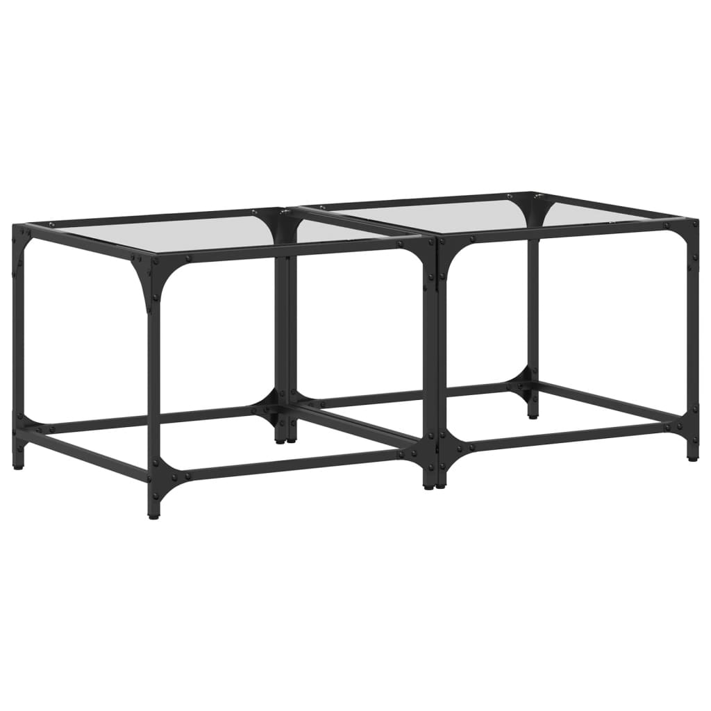Salontafels 2 st met transparant glazen blad 50x50x40 cm staal is nu te koop bij PeponiXL, paradijselijk wonen!