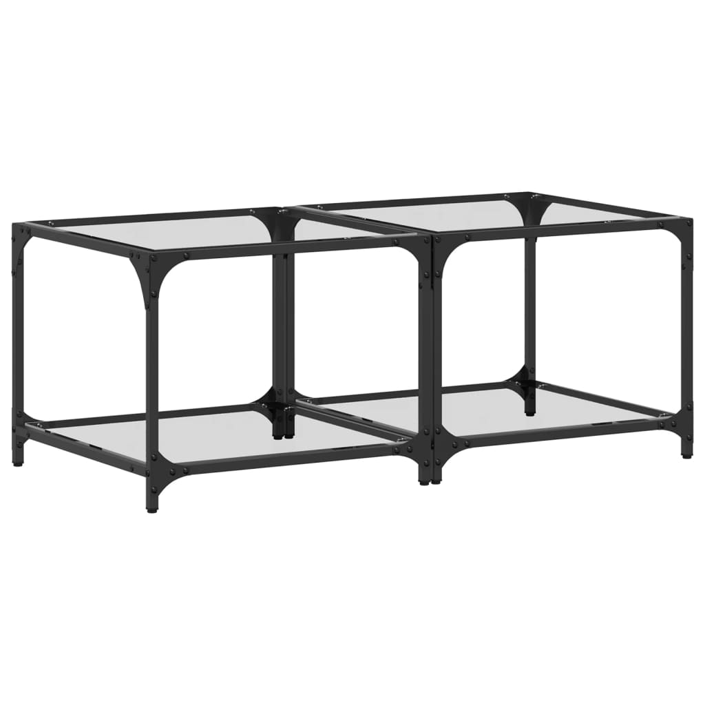 Salontafels 2 st met transparant glazen blad 50x50x40 cm staal is nu te koop bij PeponiXL, paradijselijk wonen!