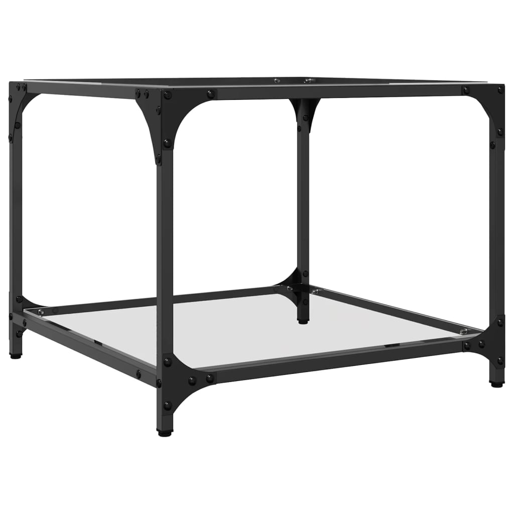 Salontafels 2 st met transparant glazen blad 50x50x40 cm staal is nu te koop bij PeponiXL, paradijselijk wonen!