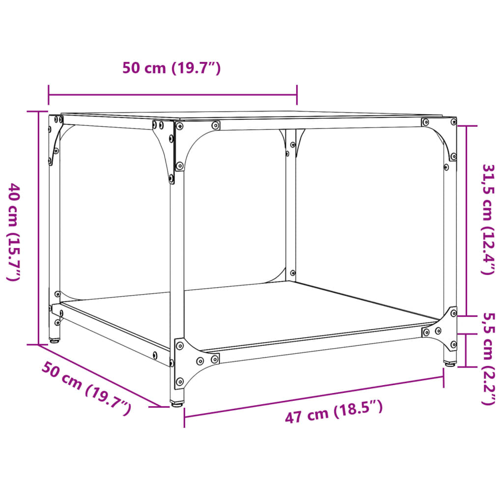 Salontafels 2 st met transparant glazen blad 50x50x40 cm staal is nu te koop bij PeponiXL, paradijselijk wonen!