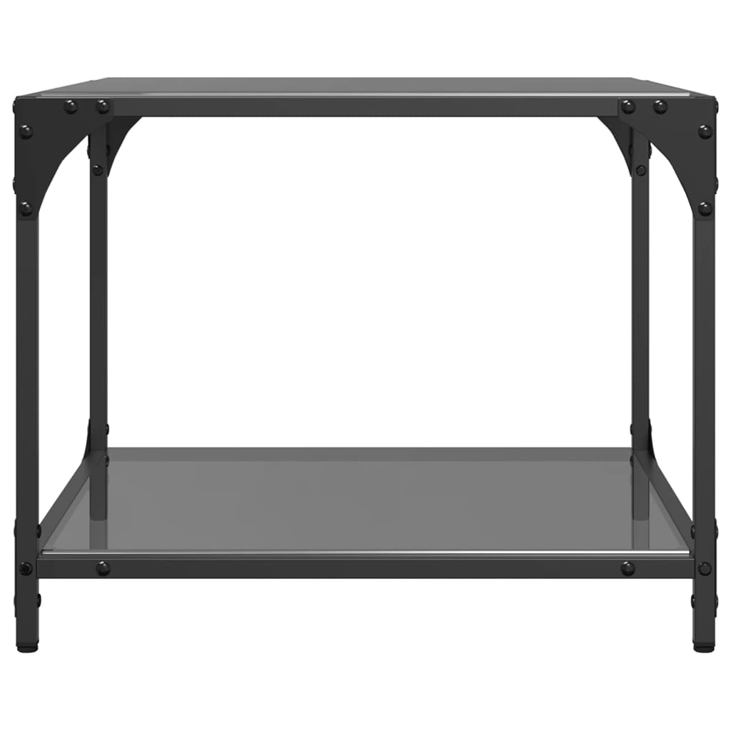 Salontafels 2 st met zwart glazen blad 50x50x40 cm staal is nu te koop bij PeponiXL, paradijselijk wonen!