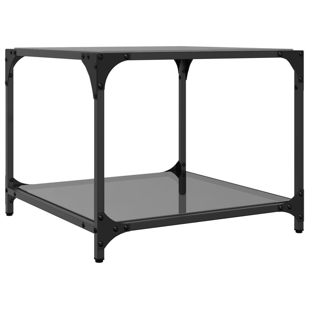 Salontafels 2 st met zwart glazen blad 50x50x40 cm staal is nu te koop bij PeponiXL, paradijselijk wonen!