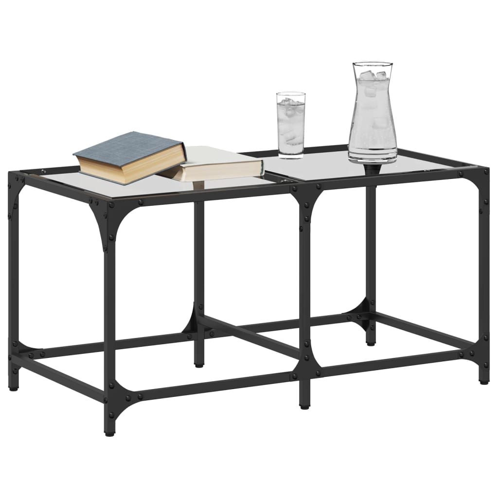 Salontafel met transparant glazen blad 78,5x40x40 cm staal is nu te koop bij PeponiXL, paradijselijk wonen!
