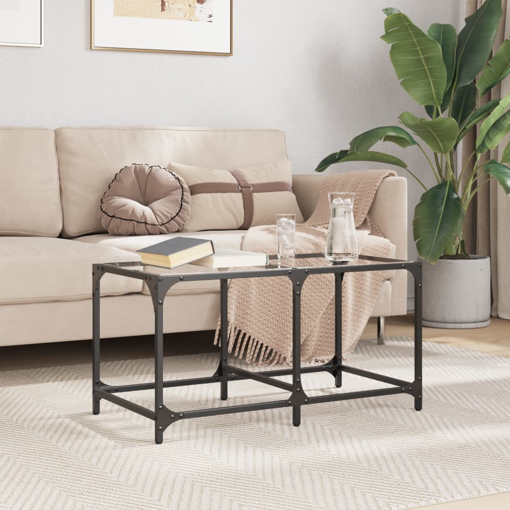 Salontafel met transparant glazen blad 78,5x40x40 cm staal is nu te koop bij PeponiXL, paradijselijk wonen!