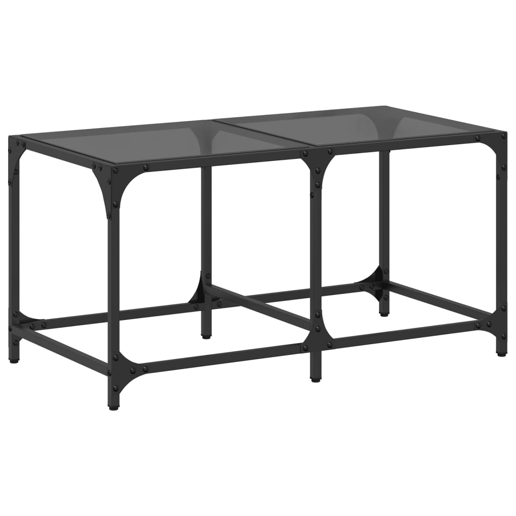 Salontafel met zwart glazen blad 78,5x40x40 cm staal is nu te koop bij PeponiXL, paradijselijk wonen!