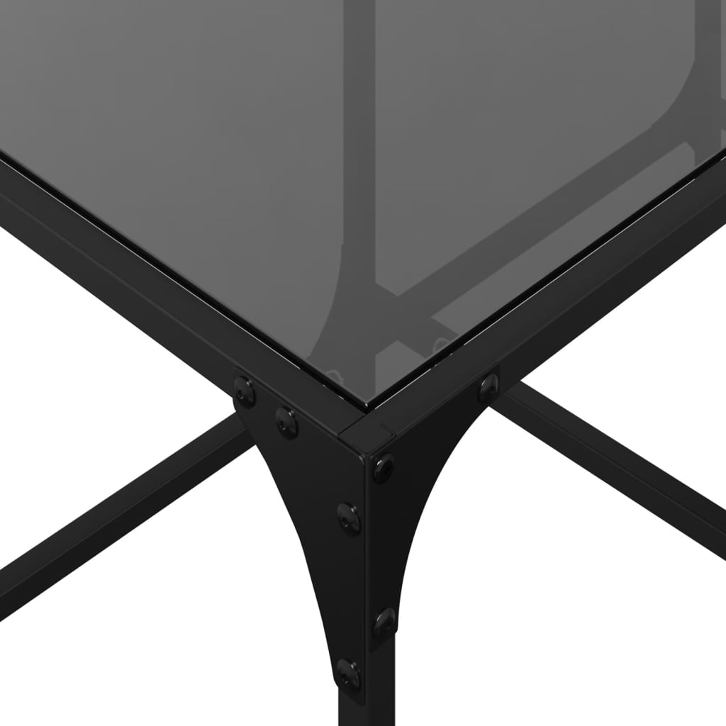 Salontafel met zwart glazen blad 78,5x40x40 cm staal is nu te koop bij PeponiXL, paradijselijk wonen!