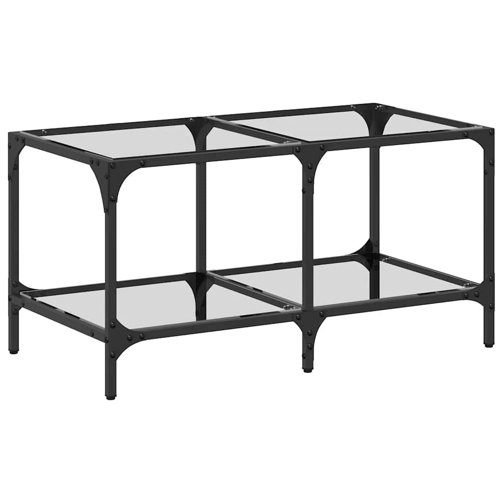 Salontafel met transparant glazen blad 78,5x40x40 cm staal is nu te koop bij PeponiXL, paradijselijk wonen!