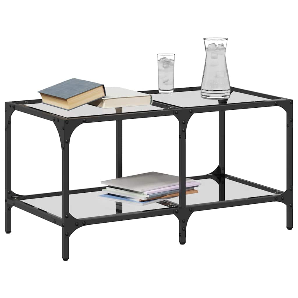 Salontafel met transparant glazen blad 78,5x40x40 cm staal is nu te koop bij PeponiXL, paradijselijk wonen!