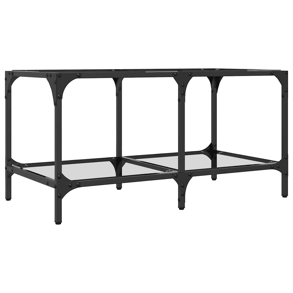 Salontafel met transparant glazen blad 78,5x40x40 cm staal is nu te koop bij PeponiXL, paradijselijk wonen!