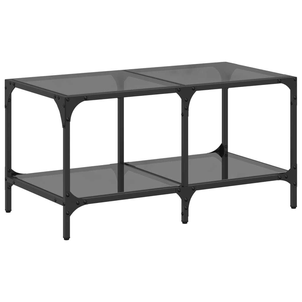 Salontafel met zwart glazen blad 78,5x40x40 cm staal is nu te koop bij PeponiXL, paradijselijk wonen!