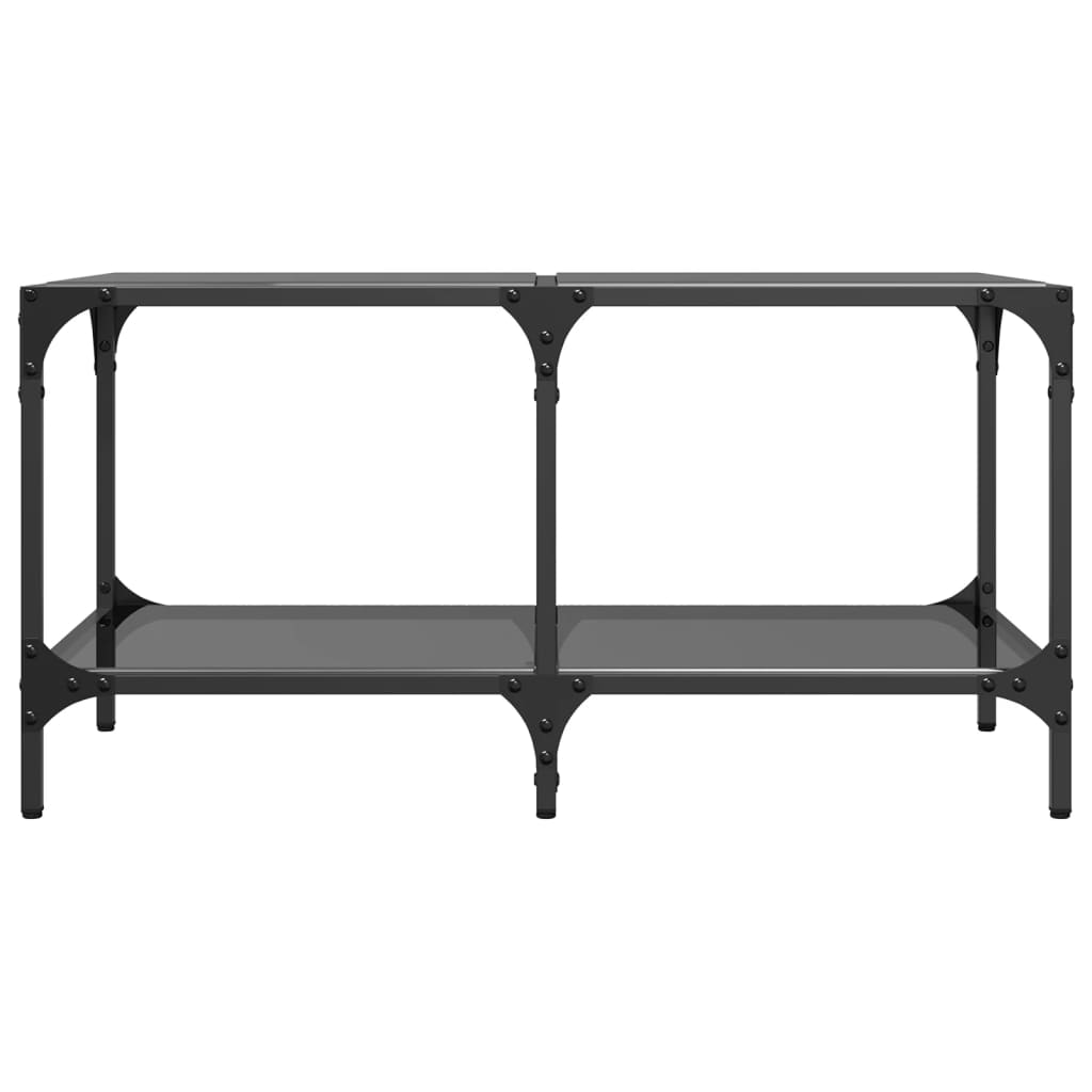 Salontafel met zwart glazen blad 78,5x40x40 cm staal is nu te koop bij PeponiXL, paradijselijk wonen!