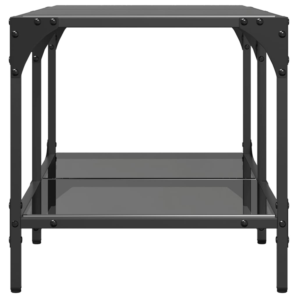 Salontafel met zwart glazen blad 78,5x40x40 cm staal is nu te koop bij PeponiXL, paradijselijk wonen!