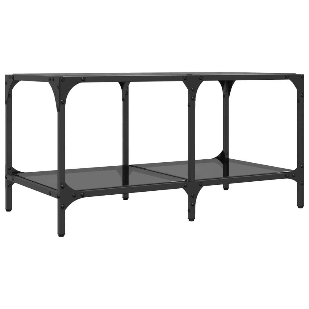 Salontafel met zwart glazen blad 78,5x40x40 cm staal is nu te koop bij PeponiXL, paradijselijk wonen!