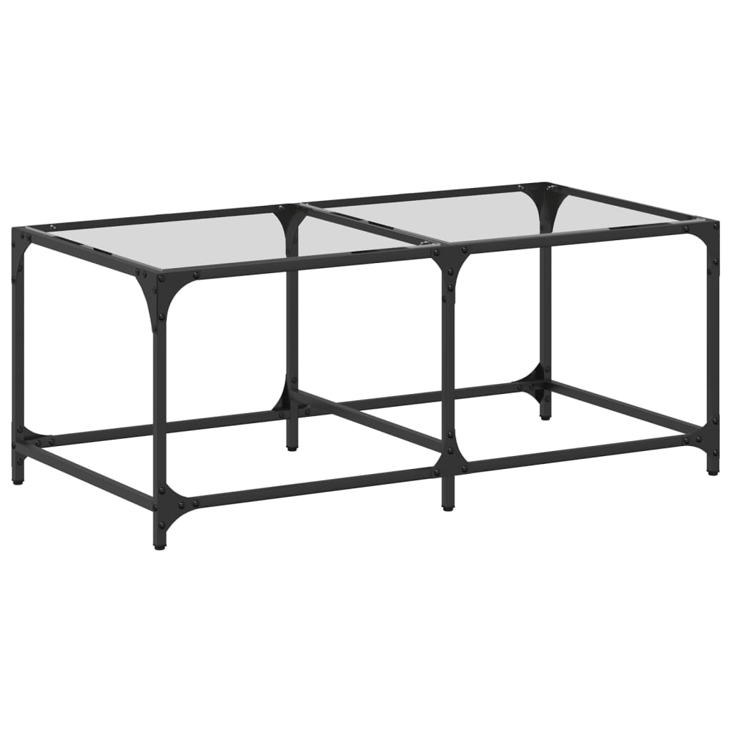Salontafel met transparant glazen blad 98,5x50x40 cm staal is nu te koop bij PeponiXL, paradijselijk wonen!