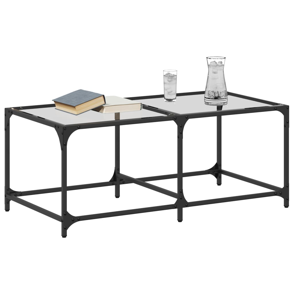 Salontafel met transparant glazen blad 98,5x50x40 cm staal is nu te koop bij PeponiXL, paradijselijk wonen!