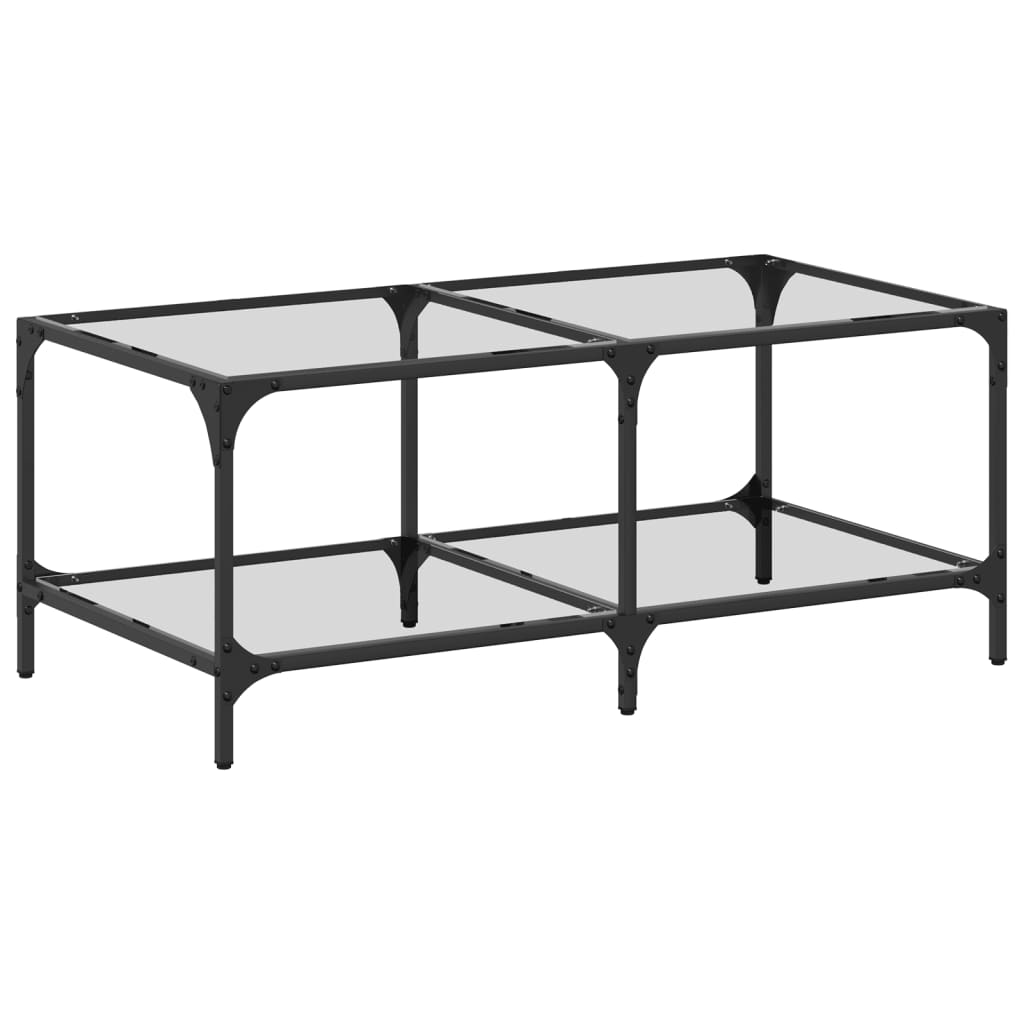 Salontafel met transparant glazen blad 98,5x50x40 cm staal is nu te koop bij PeponiXL, paradijselijk wonen!