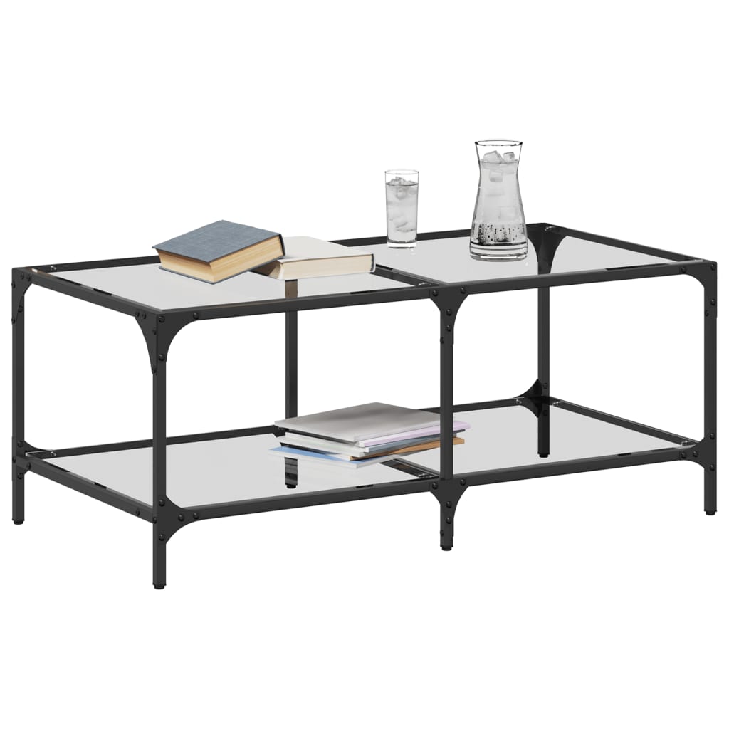 Salontafel met transparant glazen blad 98,5x50x40 cm staal is nu te koop bij PeponiXL, paradijselijk wonen!