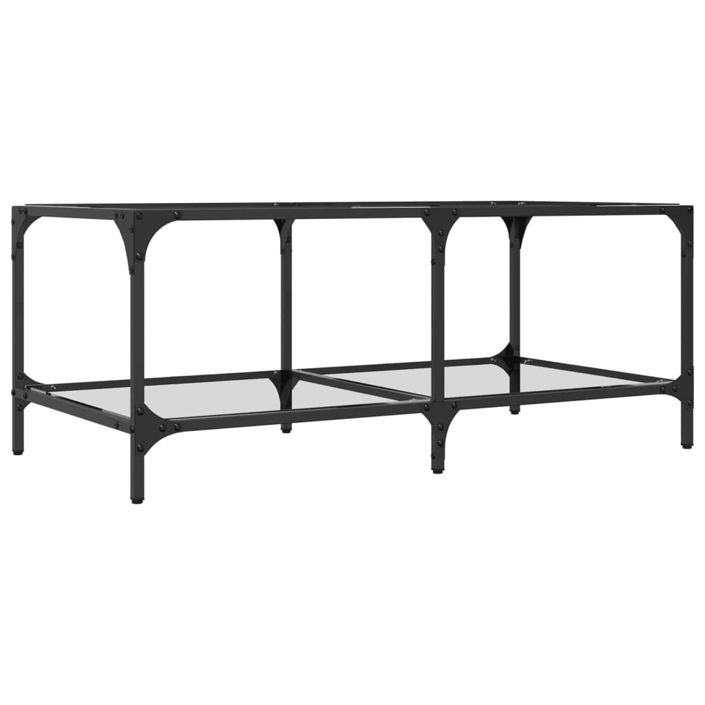 Salontafel met transparant glazen blad 98,5x50x40 cm staal is nu te koop bij PeponiXL, paradijselijk wonen!