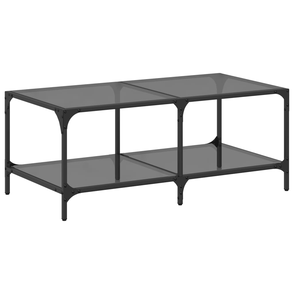 Salontafel met zwart glazen blad 98,5x50x40 cm staal is nu te koop bij PeponiXL, paradijselijk wonen!