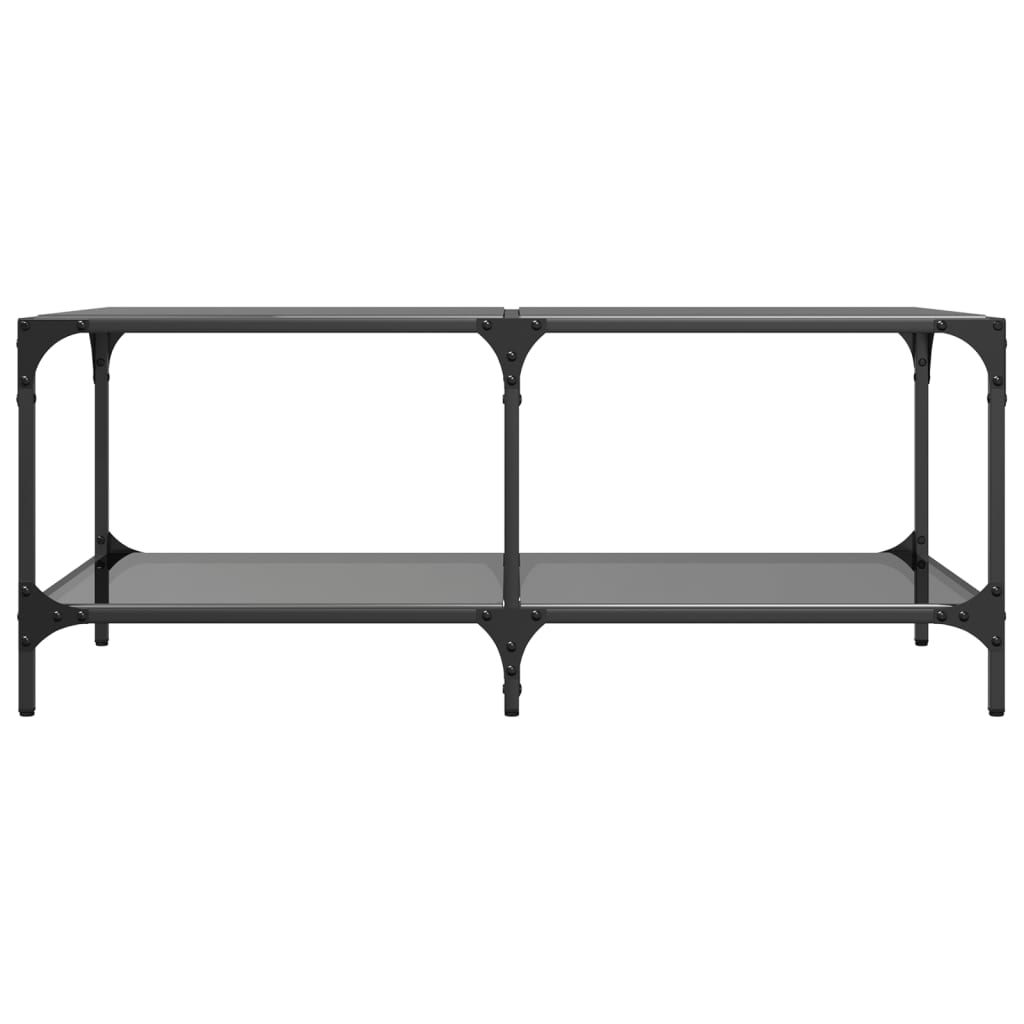 Salontafel met zwart glazen blad 98,5x50x40 cm staal is nu te koop bij PeponiXL, paradijselijk wonen!
