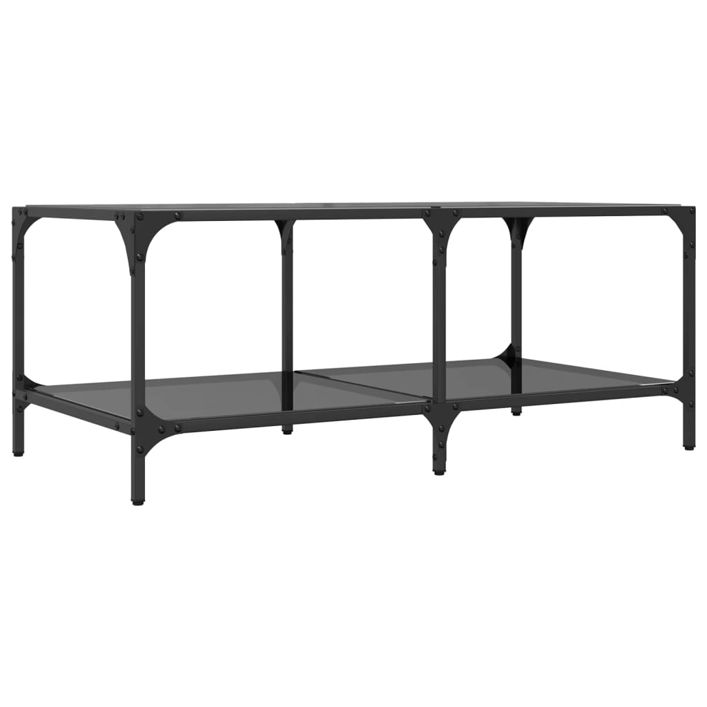 Salontafel met zwart glazen blad 98,5x50x40 cm staal is nu te koop bij PeponiXL, paradijselijk wonen!