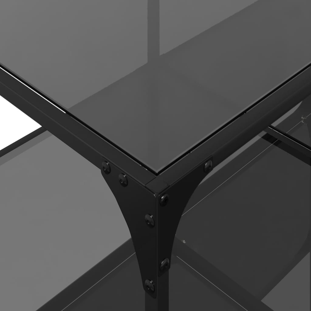 Salontafel met zwart glazen blad 98,5x50x40 cm staal is nu te koop bij PeponiXL, paradijselijk wonen!
