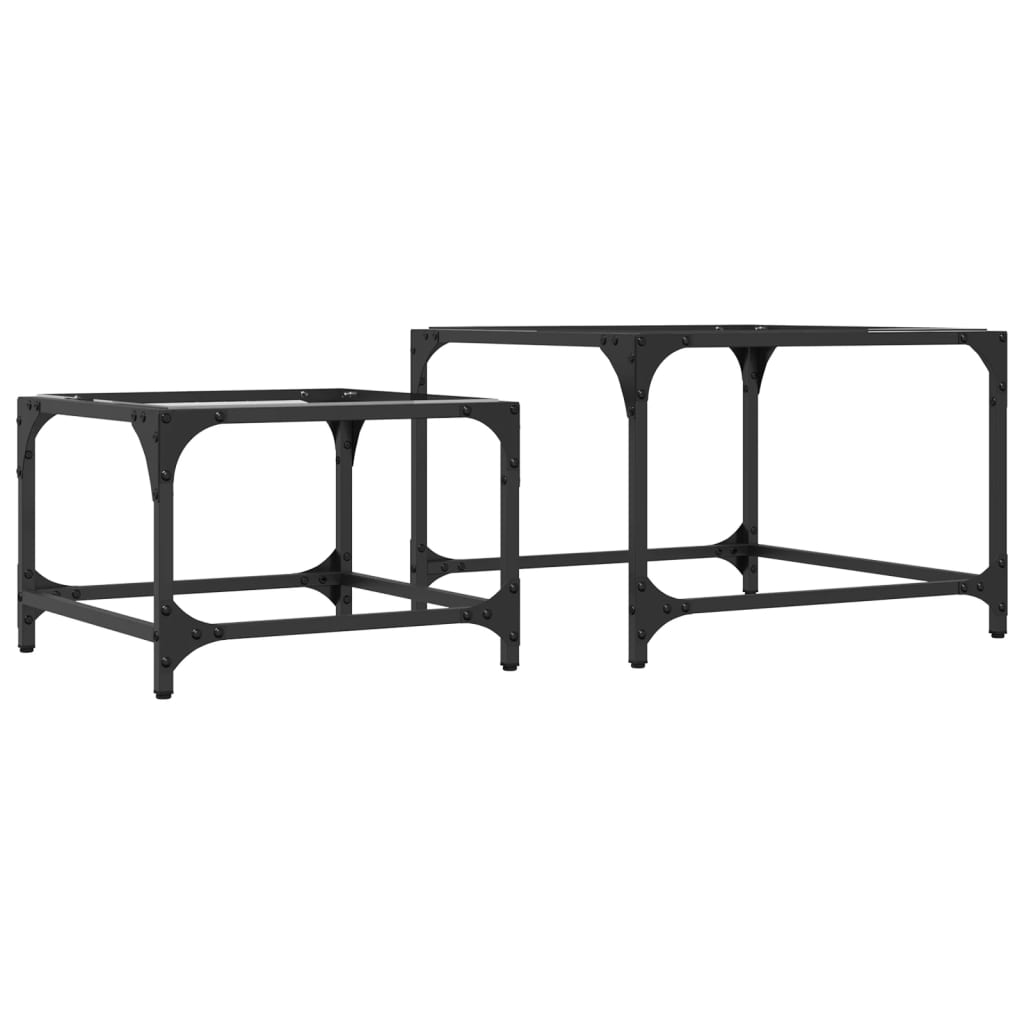 2-delige Tafeltjesset met transparant glazen blad staal is nu te koop bij PeponiXL, paradijselijk wonen!