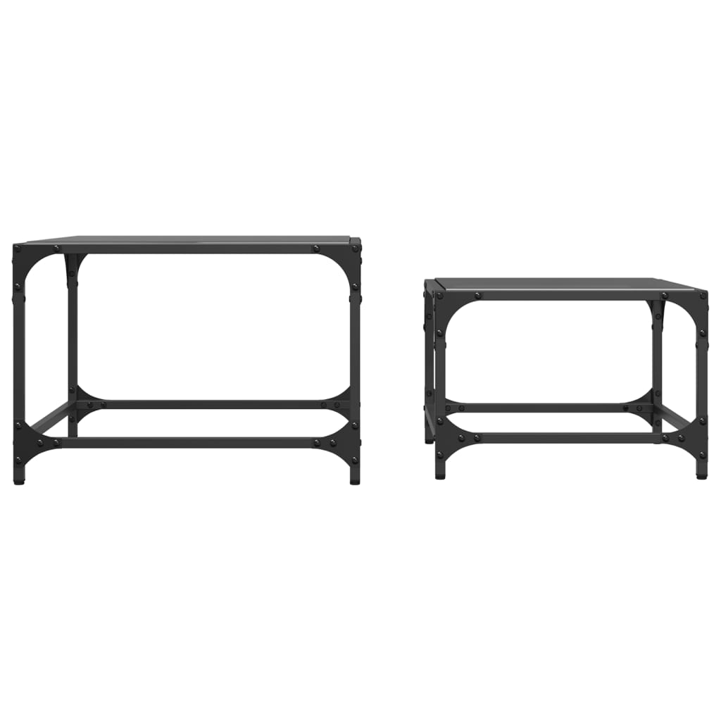 2-delige Tafeltjesset met zwart glazen blad staal is nu te koop bij PeponiXL, paradijselijk wonen!