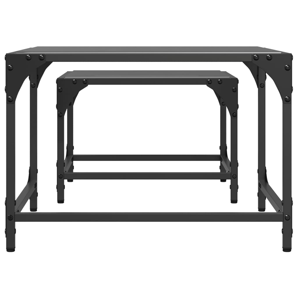 2-delige Tafeltjesset met zwart glazen blad staal is nu te koop bij PeponiXL, paradijselijk wonen!
