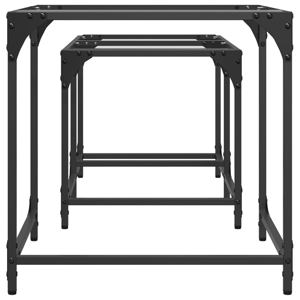 2-delige Tafeltjesset met transparant glazen blad staal is nu te koop bij PeponiXL, paradijselijk wonen!