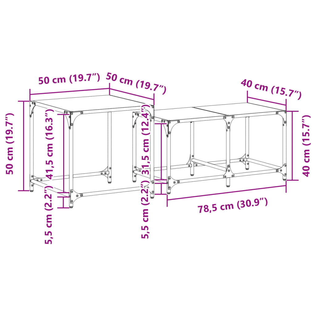 2-delige Tafeltjesset met zwart glazen blad staal is nu te koop bij PeponiXL, paradijselijk wonen!
