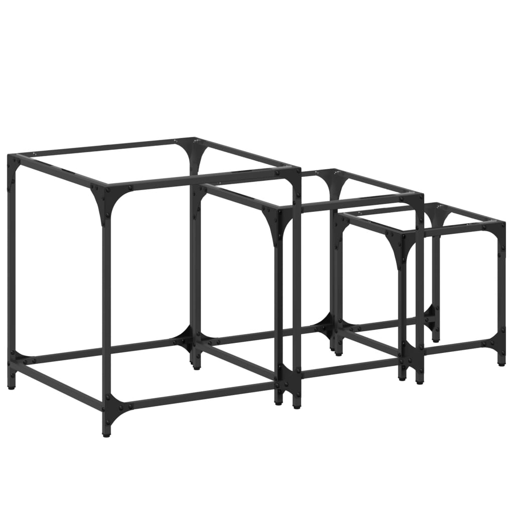 3-delige Tafeltjesset met transparant glazen blad staal is nu te koop bij PeponiXL, paradijselijk wonen!