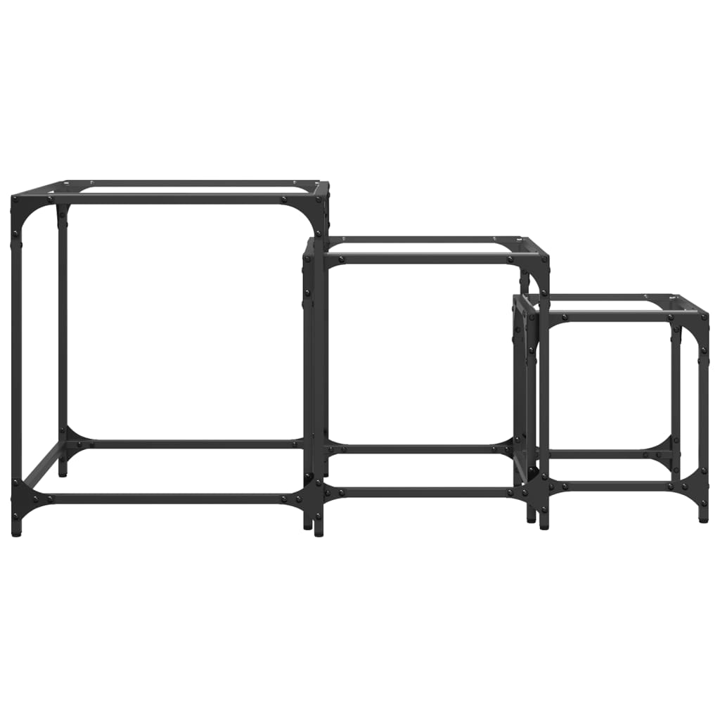 3-delige Tafeltjesset met transparant glazen blad staal is nu te koop bij PeponiXL, paradijselijk wonen!
