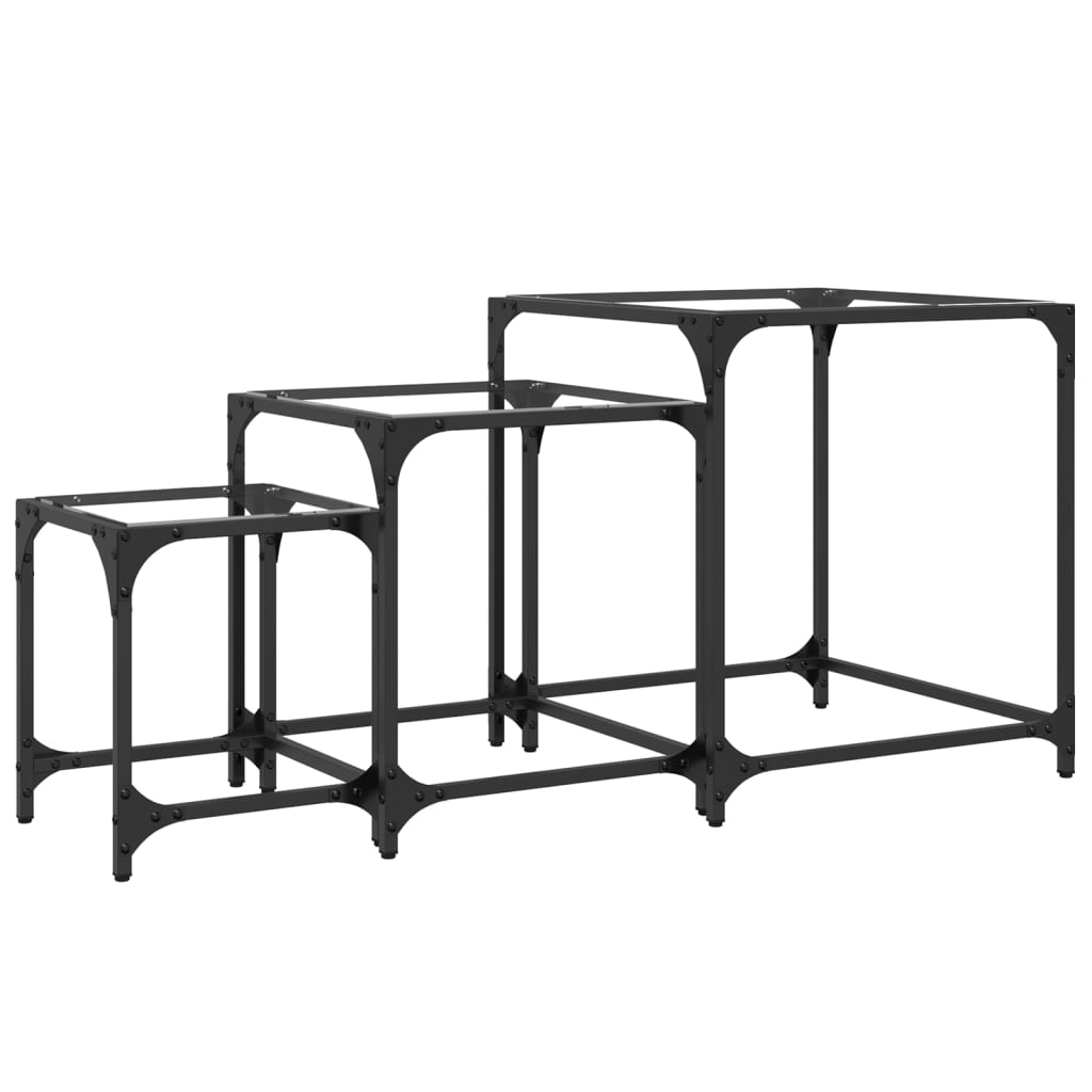3-delige Tafeltjesset met transparant glazen blad staal is nu te koop bij PeponiXL, paradijselijk wonen!