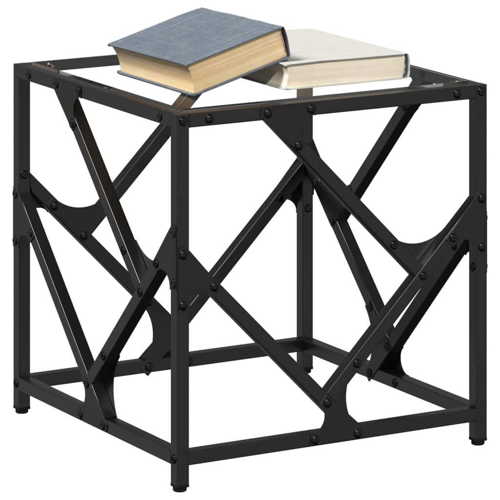 Salontafel met transparant glazen blad 40x40x41 cm staal is nu te koop bij PeponiXL, paradijselijk wonen!