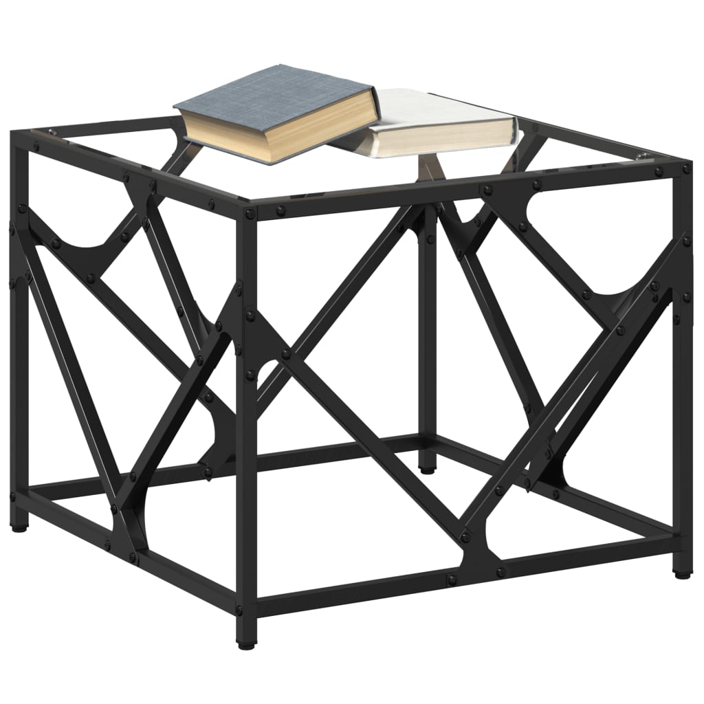 Salontafel met transparant glazen blad 50x50x41 cm staal is nu te koop bij PeponiXL, paradijselijk wonen!