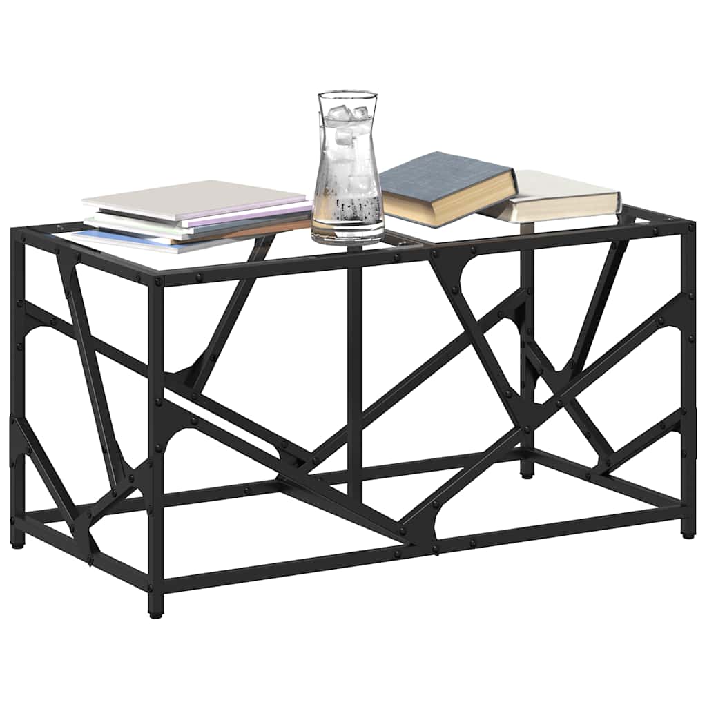 Salontafel met transparant glazen blad 78,5x40x41 cm staal is nu te koop bij PeponiXL, paradijselijk wonen!