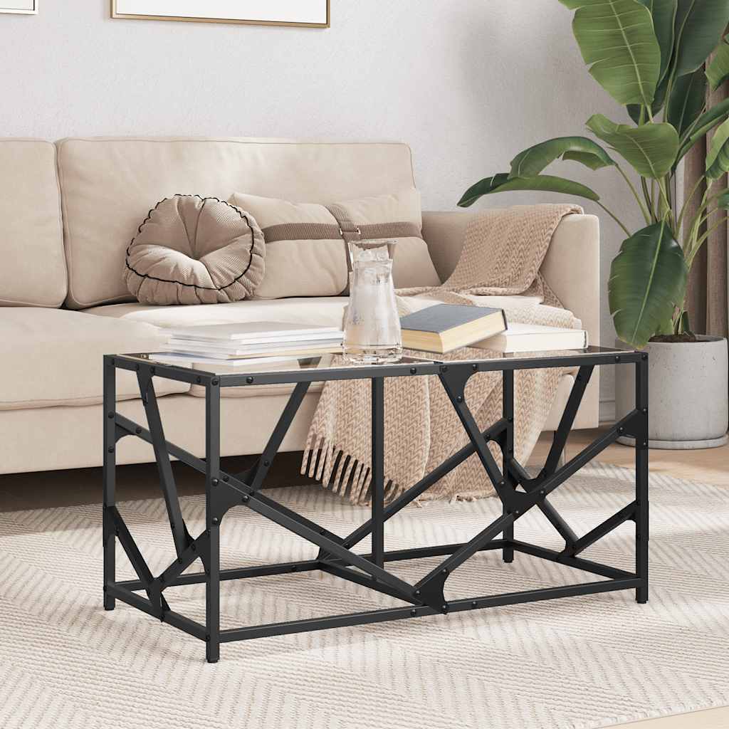 Salontafel met transparant glazen blad 78,5x40x41 cm staal is nu te koop bij PeponiXL, paradijselijk wonen!