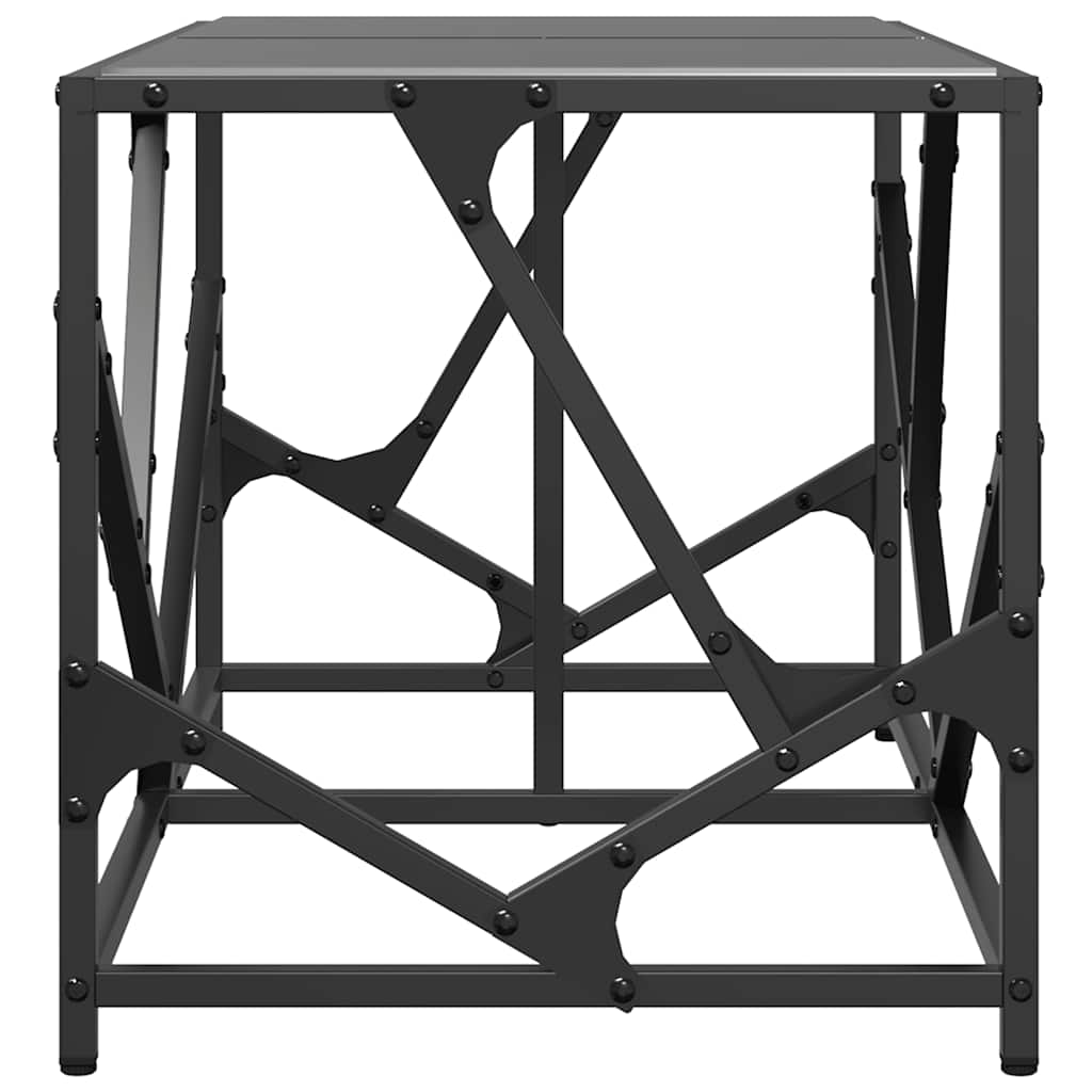 Salontafel met zwart glazen blad 78,5x40x41 cm staal is nu te koop bij PeponiXL, paradijselijk wonen!