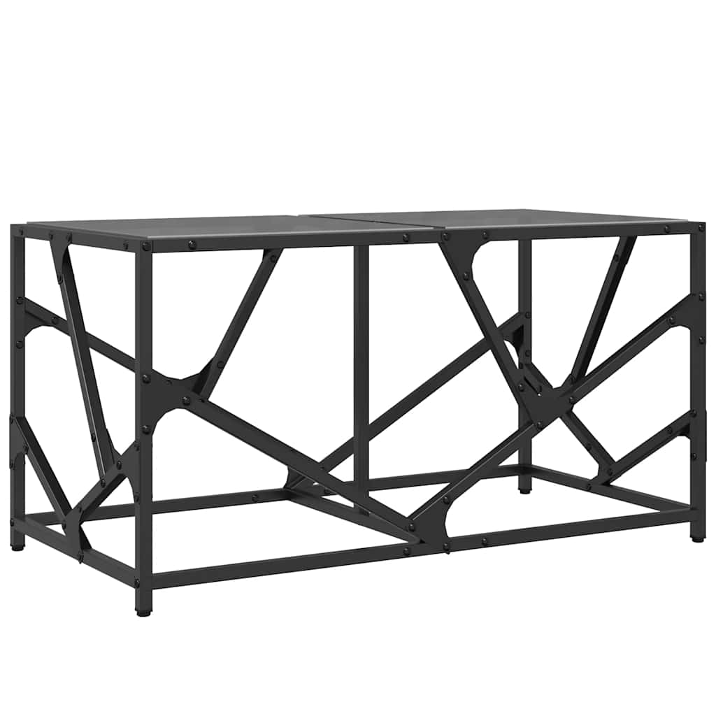 Salontafel met zwart glazen blad 78,5x40x41 cm staal is nu te koop bij PeponiXL, paradijselijk wonen!