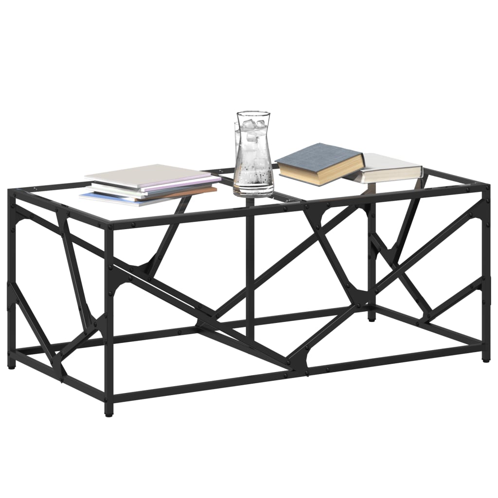 Salontafel met transparant glazen blad 98,5x50x41 cm staal is nu te koop bij PeponiXL, paradijselijk wonen!